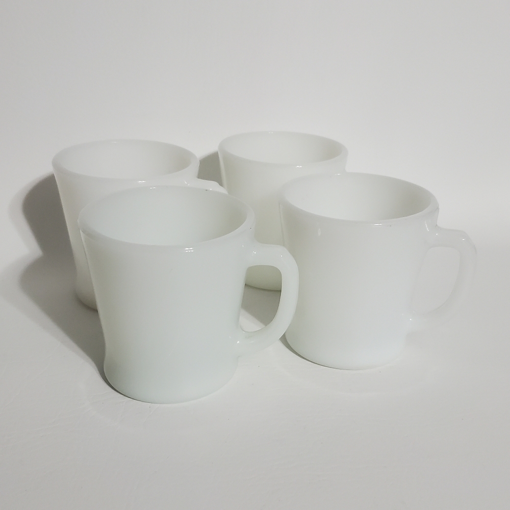 White Fire King Milk Glass Coffee Mugs Anchor Hocking Made in USA